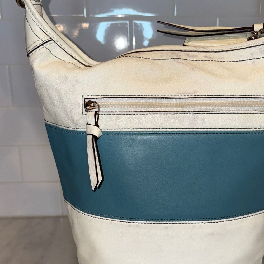 Coach Bag Purse Handbag Leather Vintage Rugby Stripe Convertible Bucket Bag - Picture 8 of 16